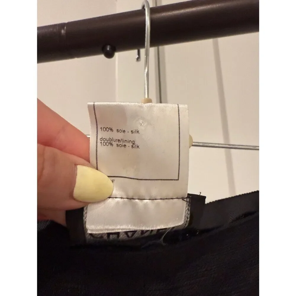 CHANEL Black Silk Pant with Signature Label